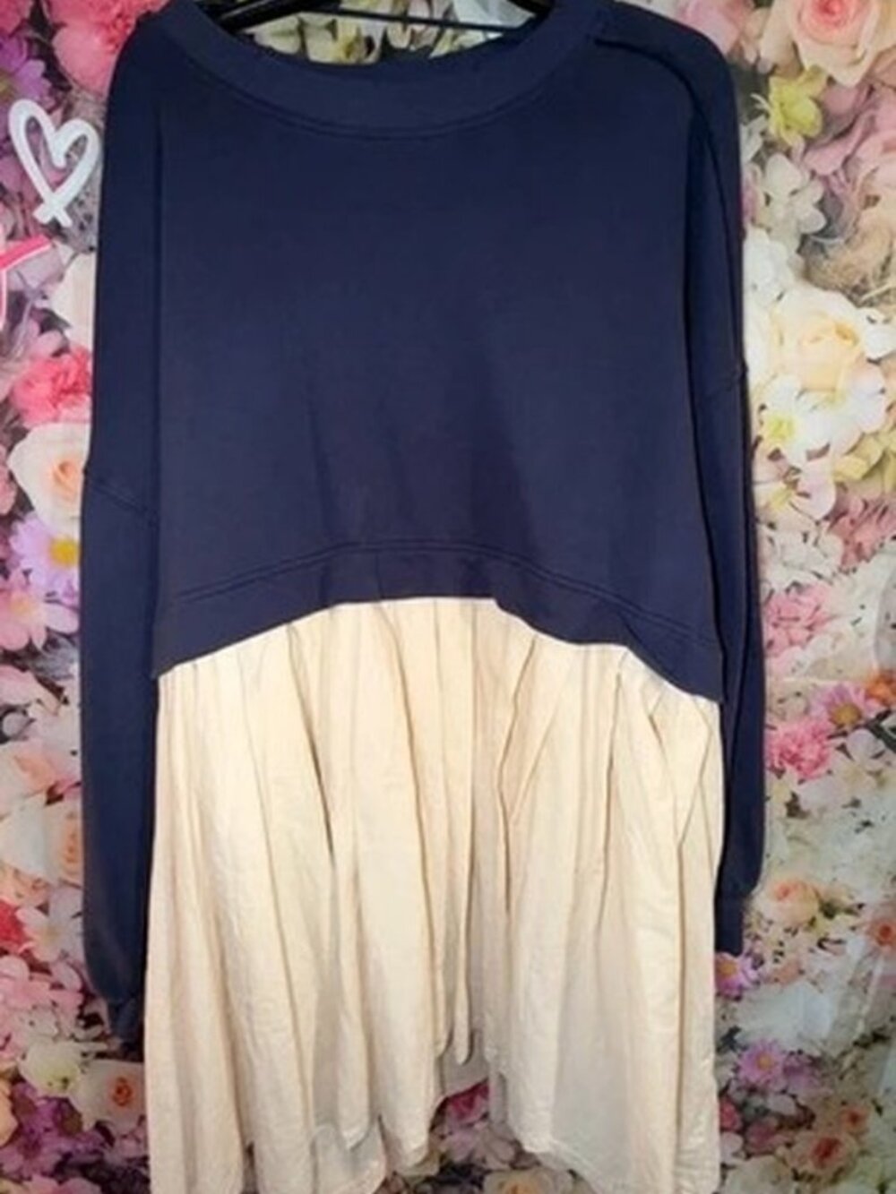 Free People Navy Layered Tiered Mini Dress EUC